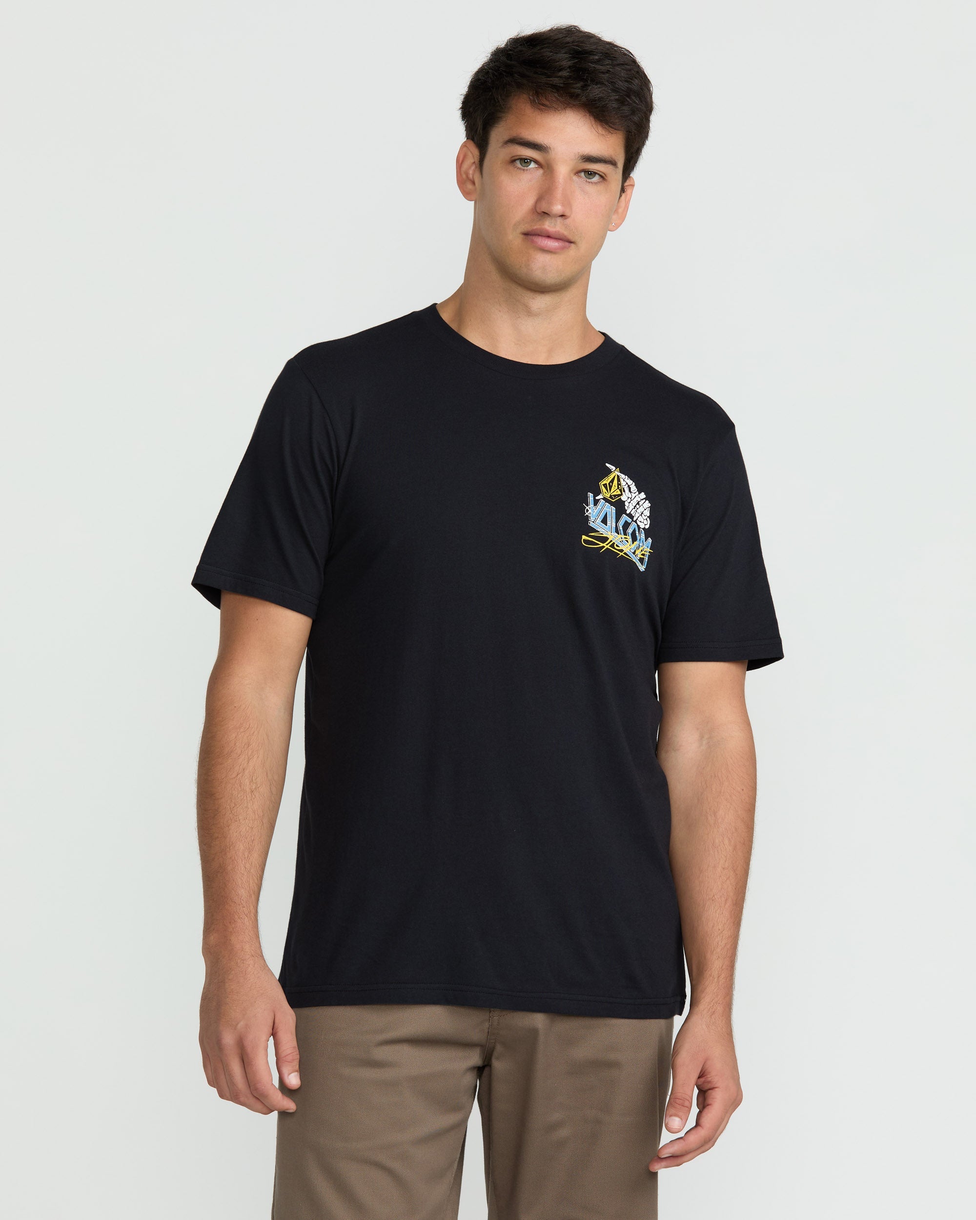 T-shirt Volcom Stone Homme - Noir, Taille M - 100% Coton, Motif Hawaï