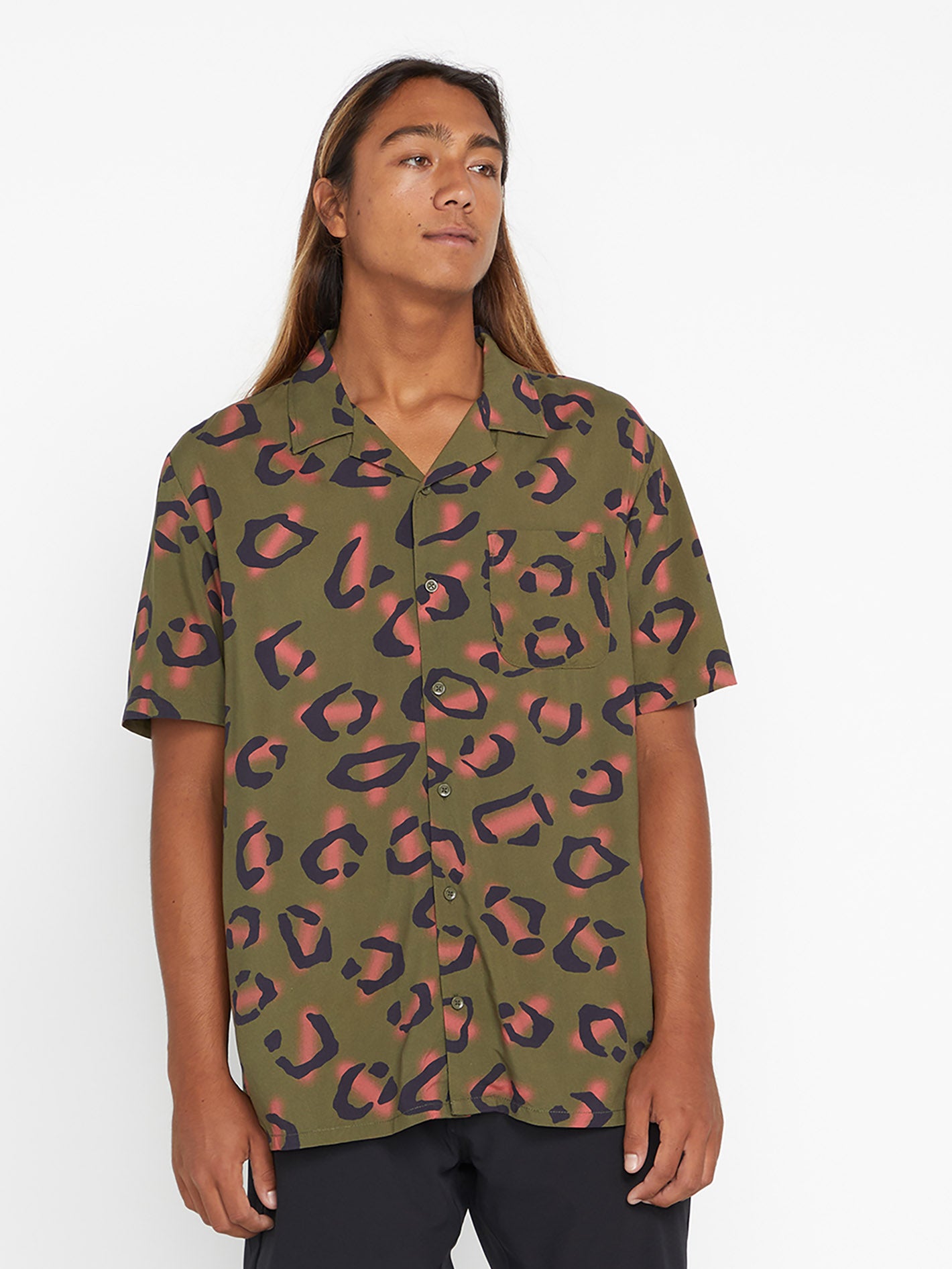 Chemise Courte Homme Volcom Stone - Motif Pyramid Diamond, Couleur Crème - Taille S Neuve Avec étiquette
