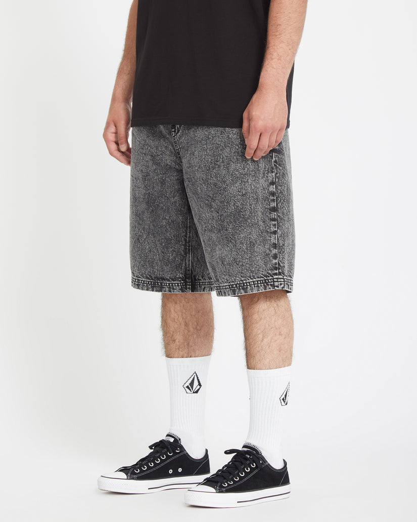 Short Freazy Loose Elasticated Waist 22" - LIGHT ACID BLACK
