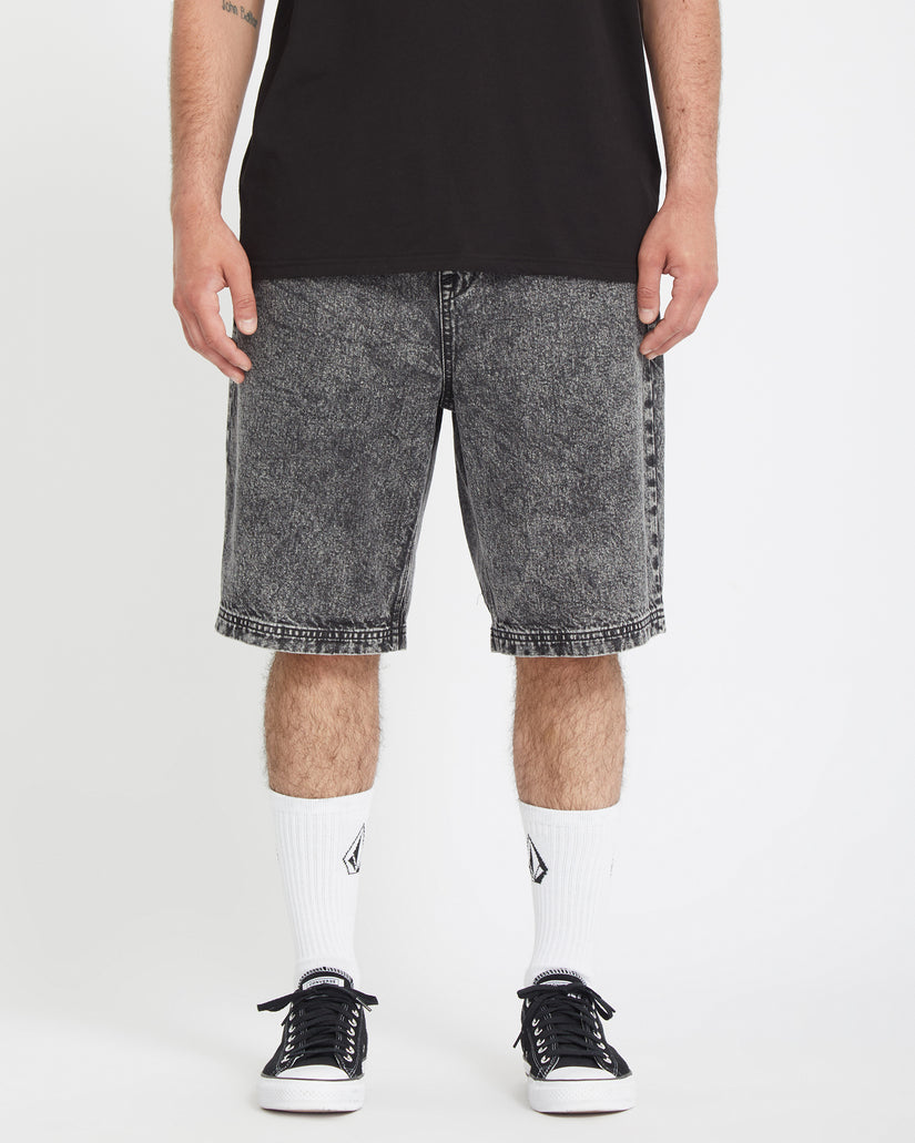 Short Freazy Loose Elasticated Waist 22" - LIGHT ACID BLACK