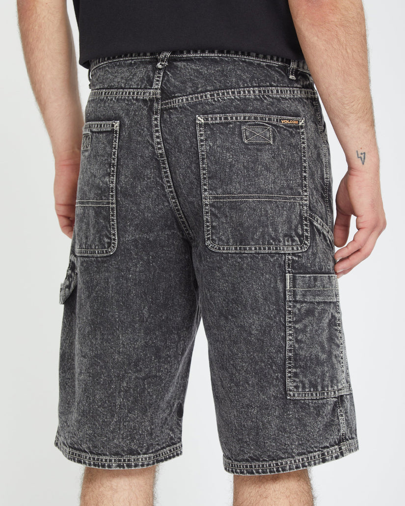 Short Labored Denim Utility - LIGHT ACID BLACK