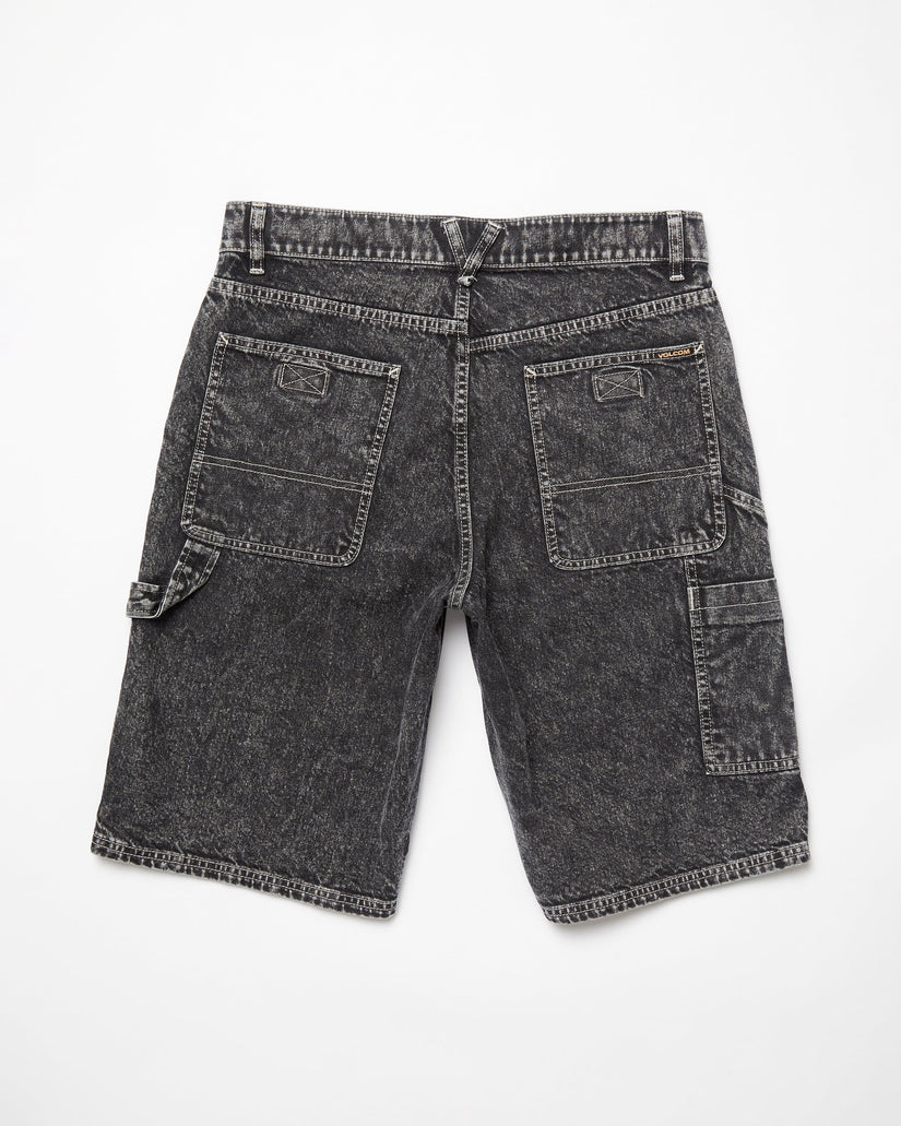 Short Labored Denim Utility - LIGHT ACID BLACK