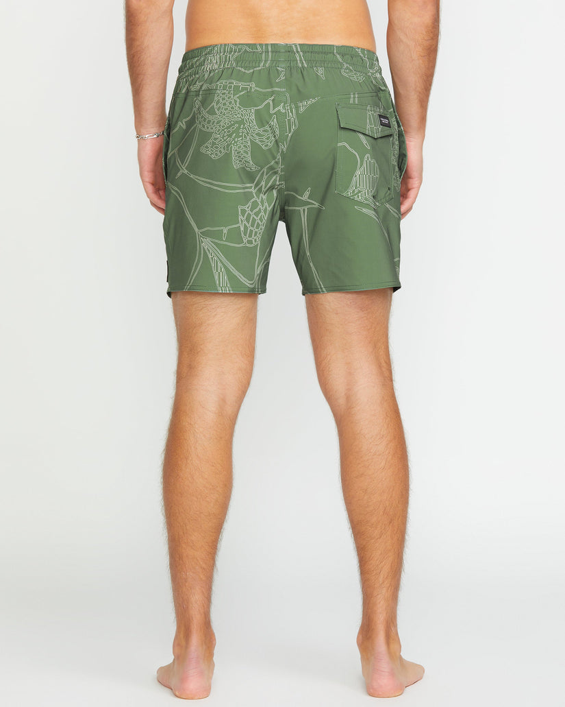 Boardshort Lido Print Trunk 16" - LIGHT OLIVE