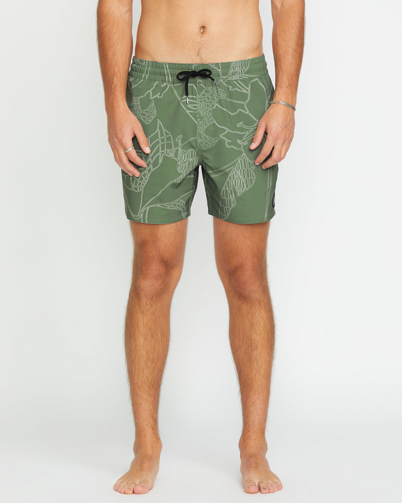 Boardshort Lido Print Trunk 16" - LIGHT OLIVE