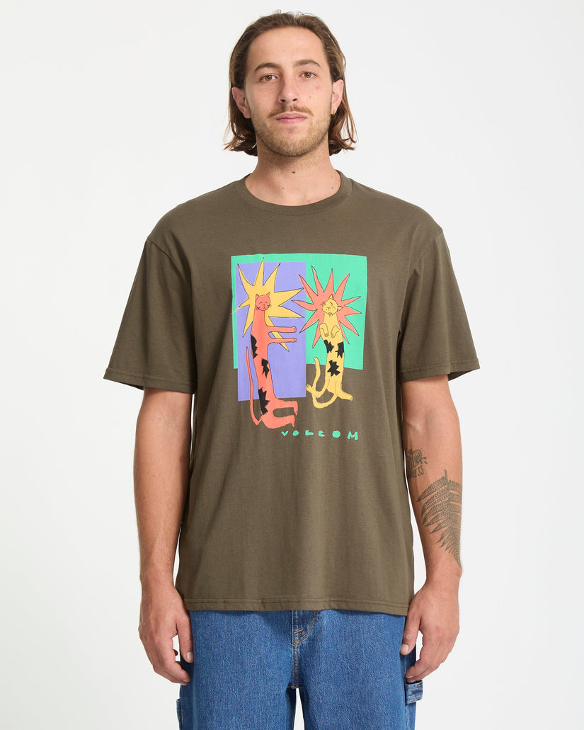 T-Shirt Longo Cats - Sage Leaf