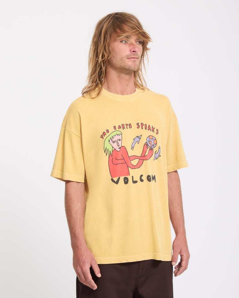 T-shirt Earth Speaks - Mustard