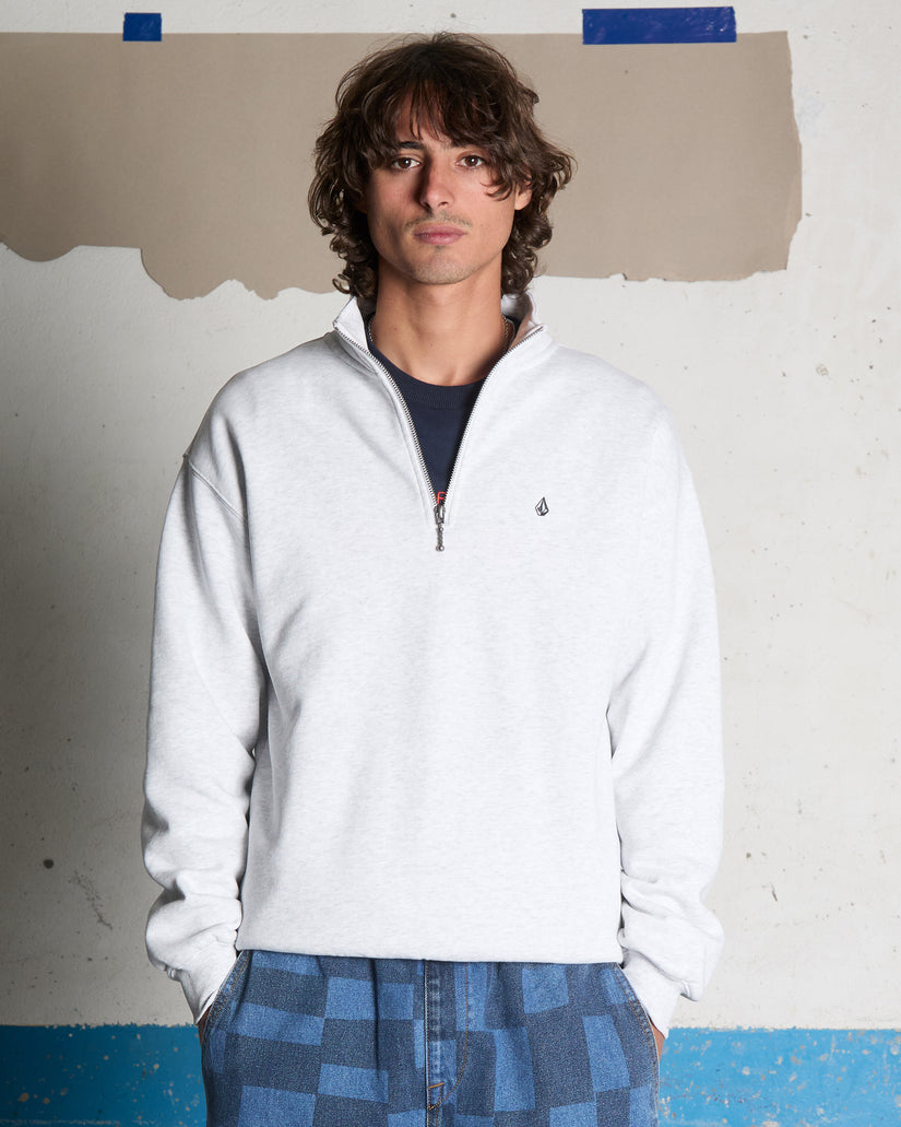 Sweat à col zippé Single Stone - Bone Heather