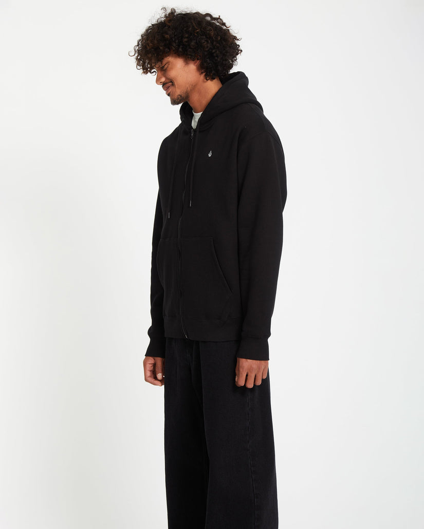 Sweat à Capuche Zippé Single Stone - BLACK