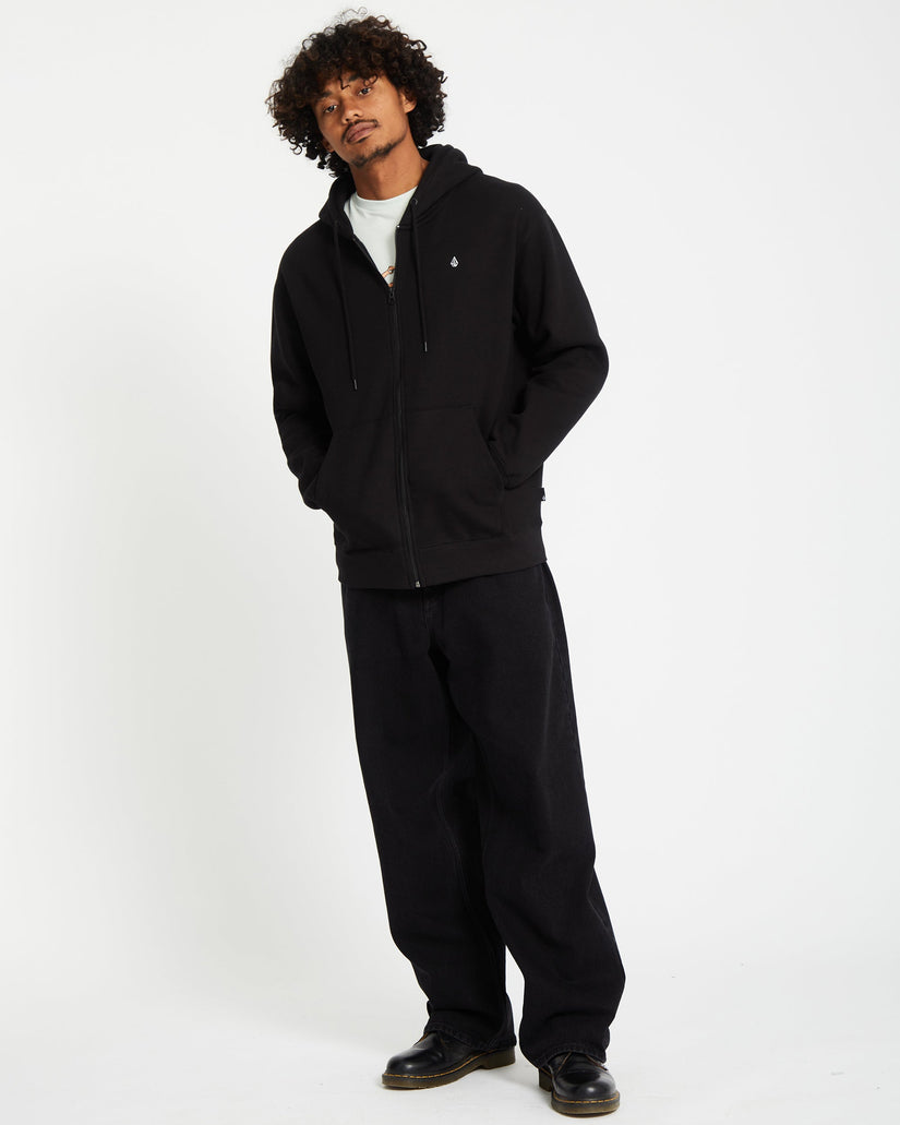 Sweat à Capuche Zippé Single Stone - BLACK