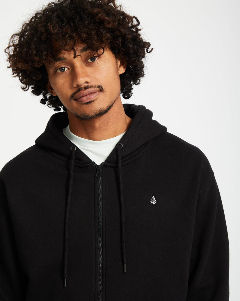 Sweat à Capuche Zippé Single Stone - BLACK