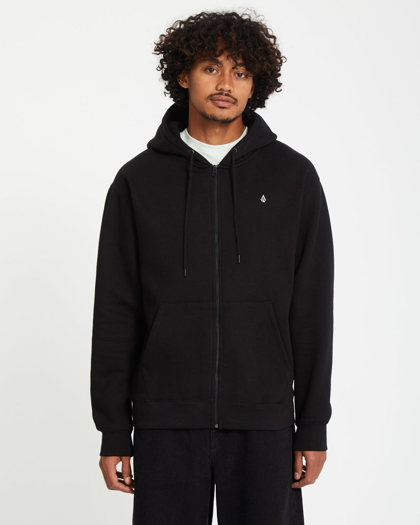 Sweat à Capuche Zippé Single Stone - BLACK
