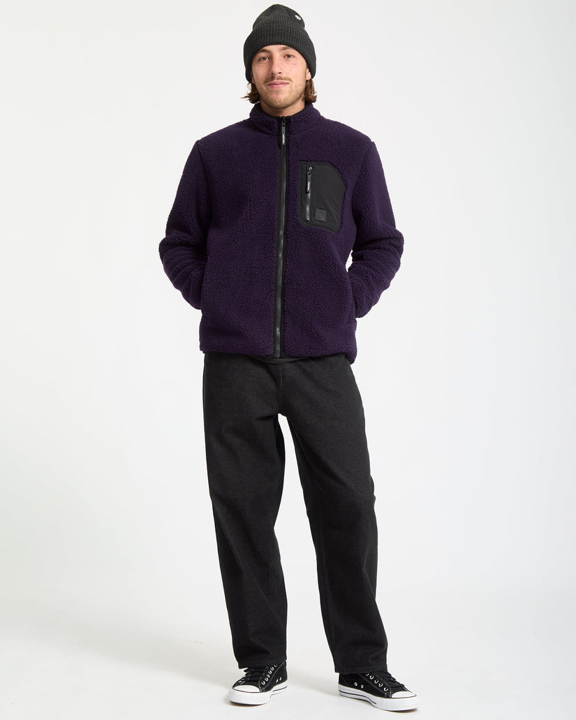 Sweat Sherpa Zippé Muzzer Fuzzar - Dark Purple