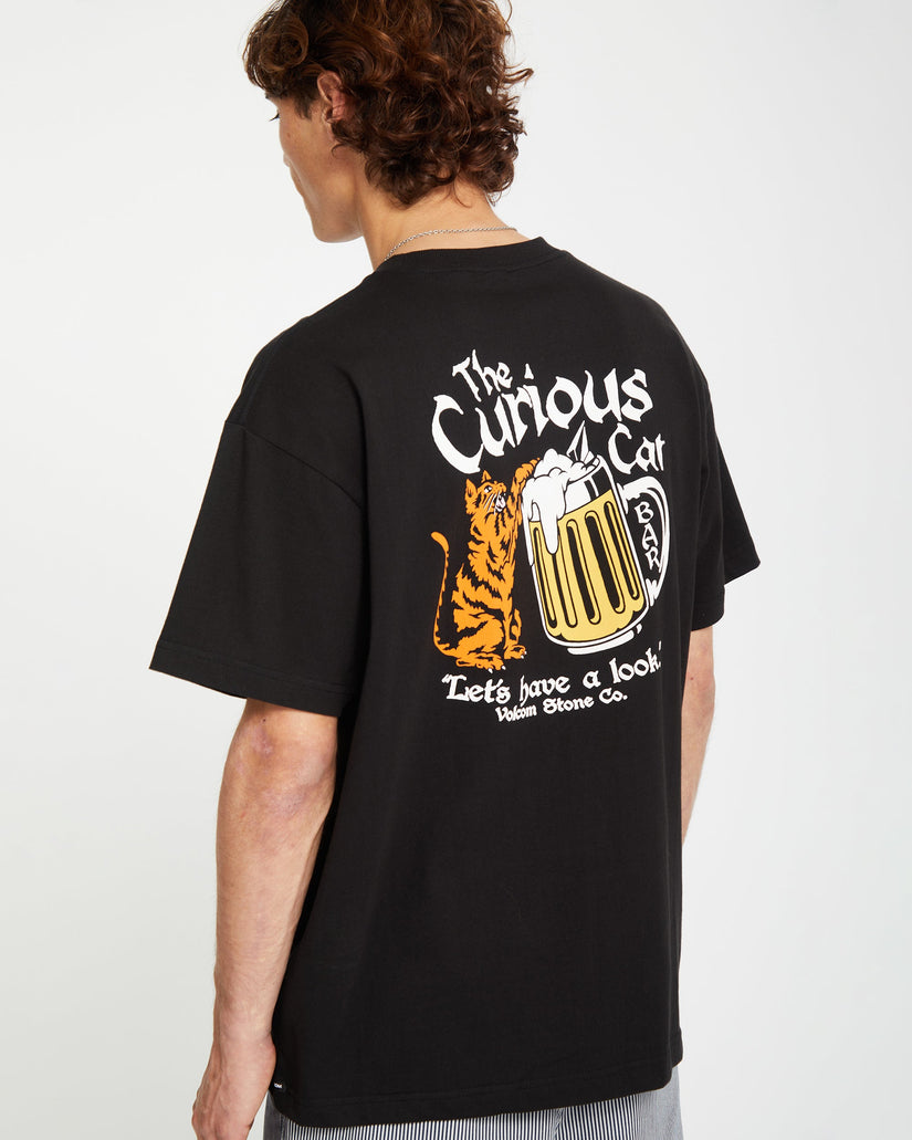 T-shirt Curious Cat - BLACK