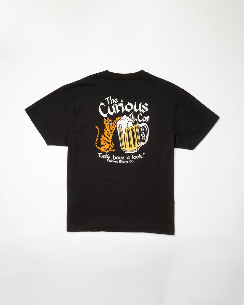 T-shirt Curious Cat - BLACK