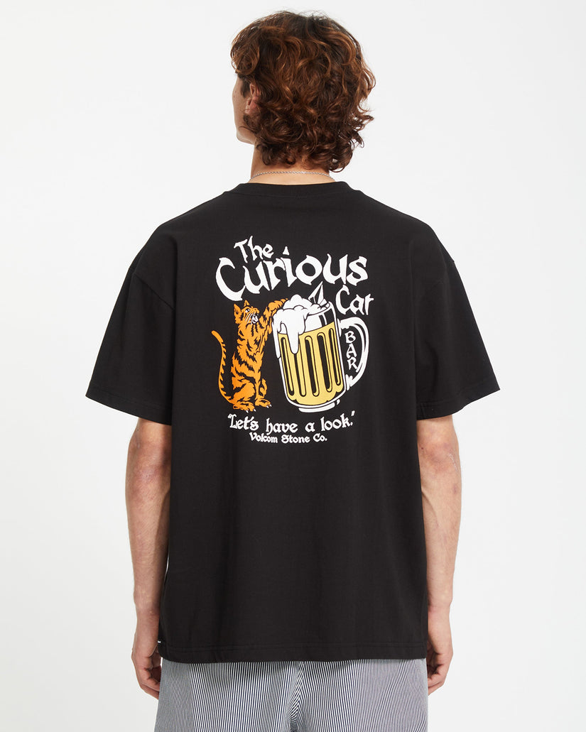 T-shirt Curious Cat - BLACK