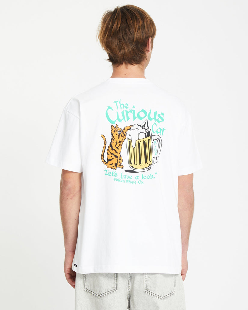 T-shirt Curious Cat - WHITE