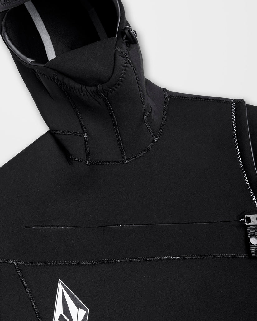 Combinaison De Surf Modulator À Capuche 5/4/3 Mm Zippée Poitrine - Black