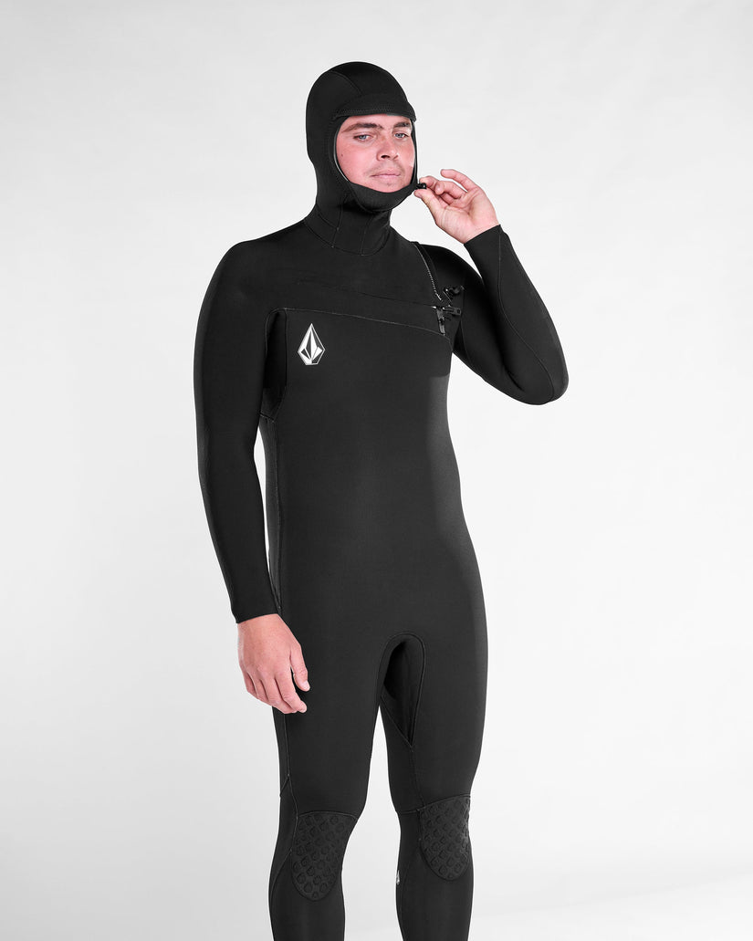 Combinaison De Surf Modulator À Capuche 5/4/3 Mm Zippée Poitrine - Black