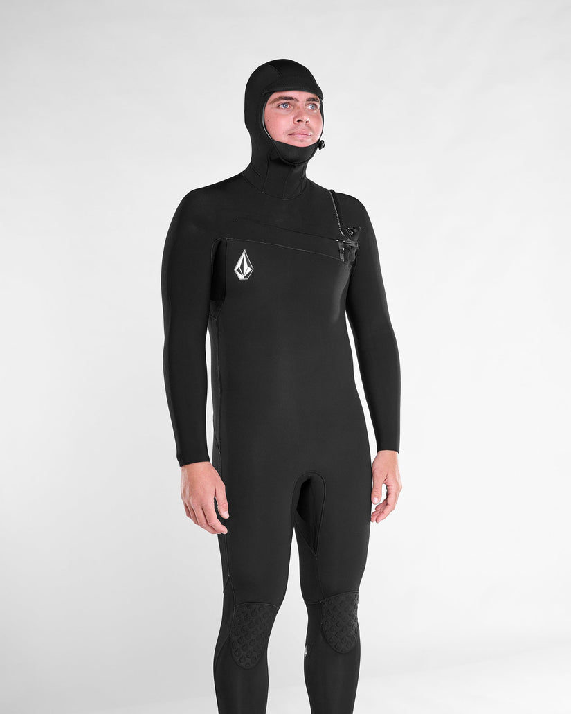 Combinaison De Surf Modulator À Capuche 5/4/3 Mm Zippée Poitrine - Black