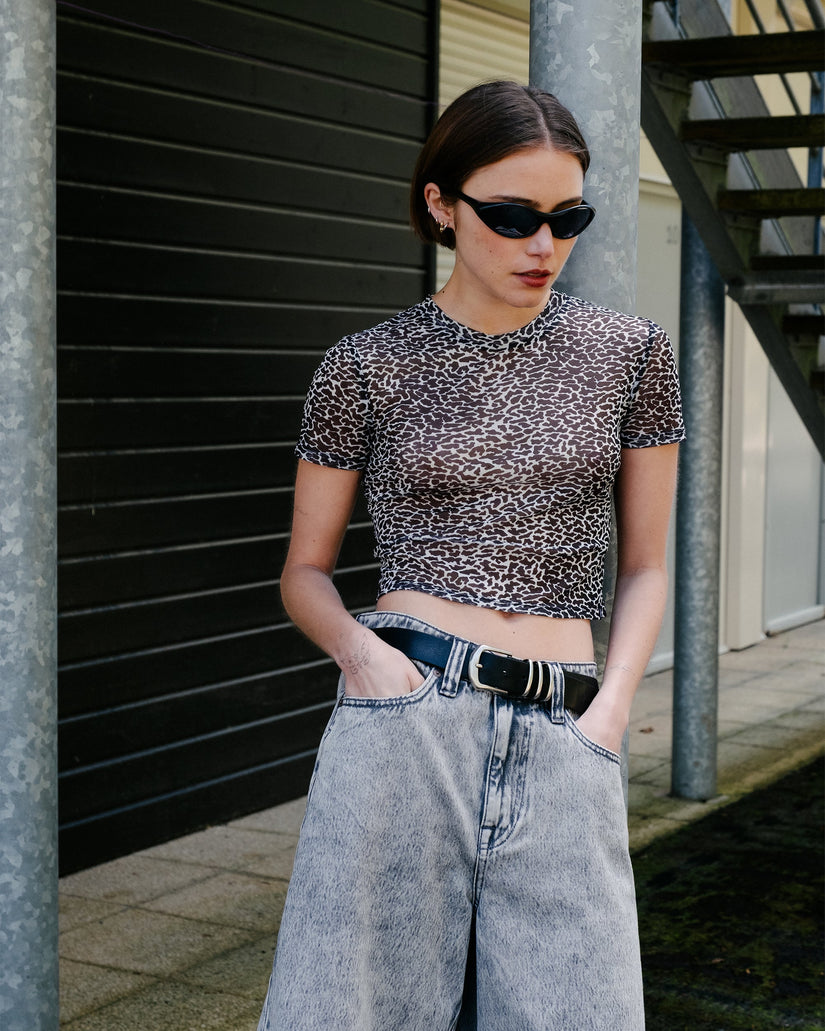 Top Rawly Knit Mesh - Black White