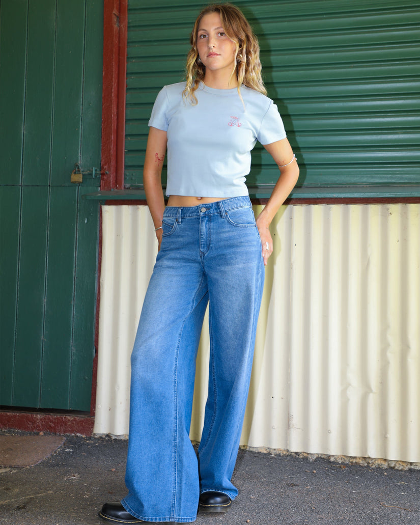 Jean Stoned Boyfriend Low Rise - Worn Light Blue