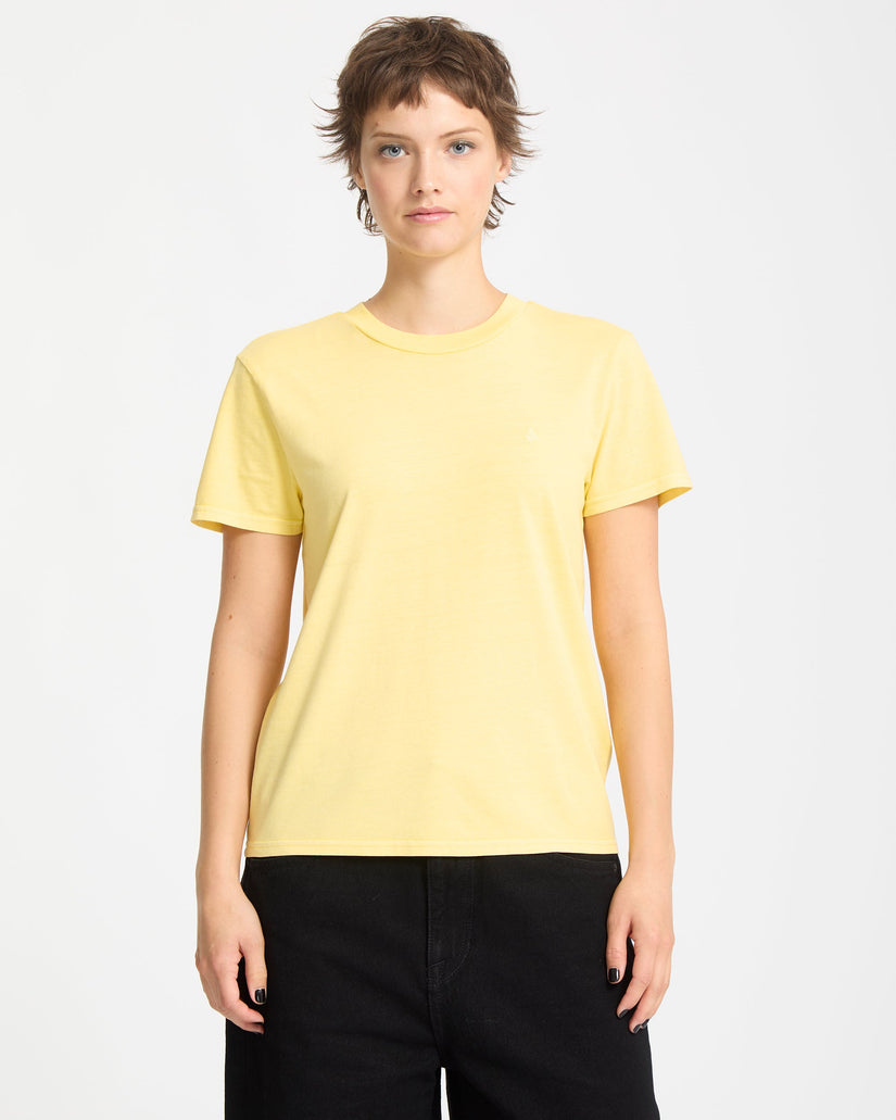 T-Shirt Solid Stone Emb - Dawn Yellow