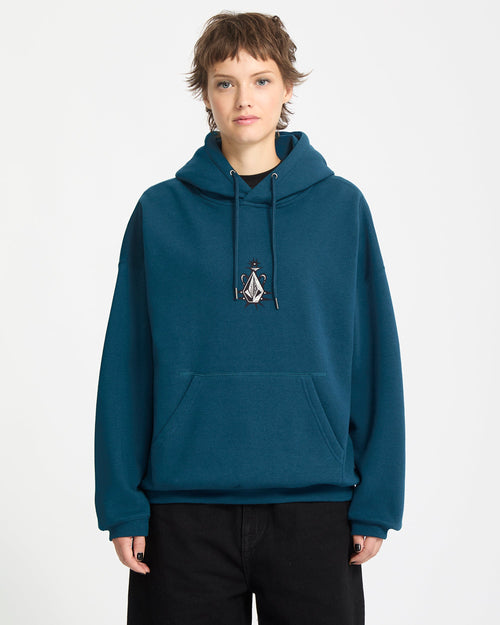 Sweat à Capuche Volcom Noir Zipé - Touches Rose Et Turquoise, Taille YL, Coton