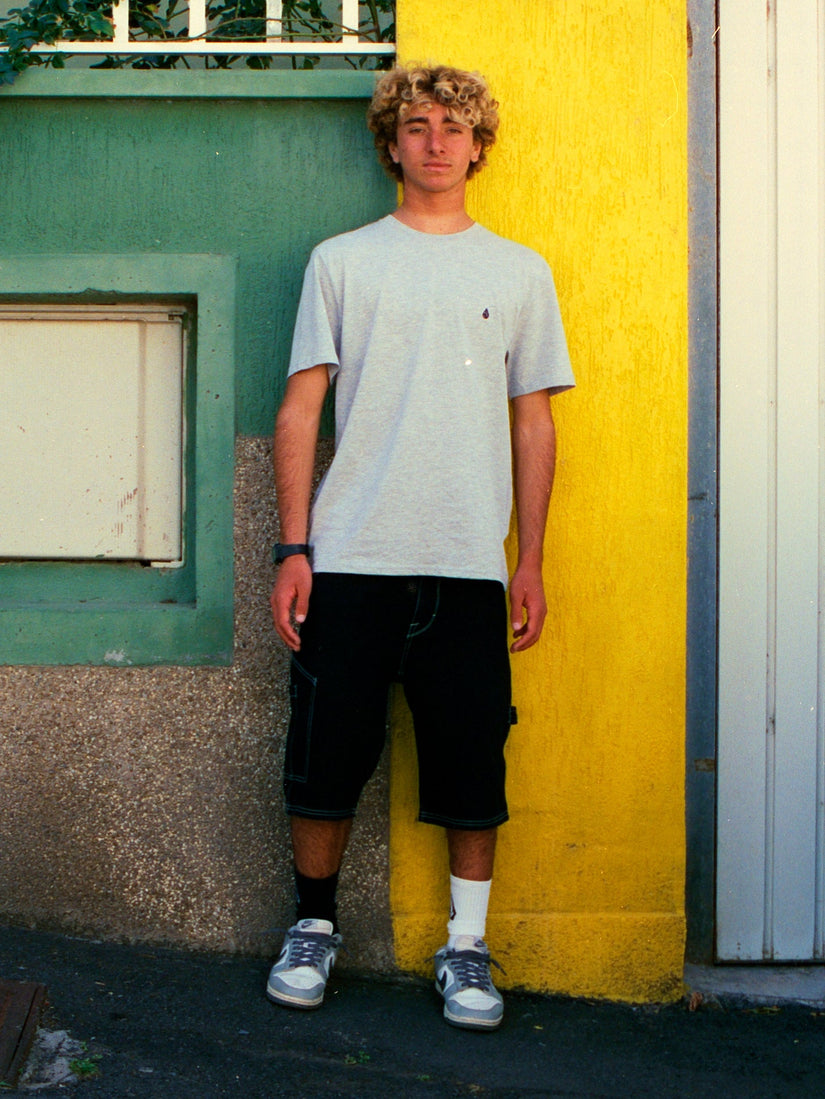 Short Labored Denim Utility - BLACK