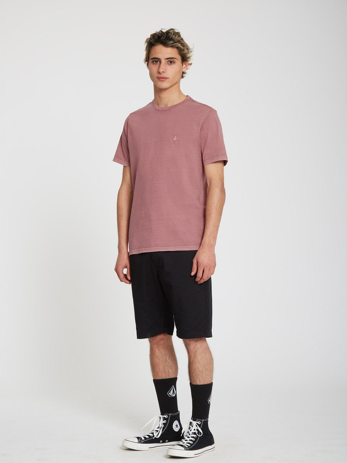 T-shirt Solid Stone Emb - ROSE BROWN