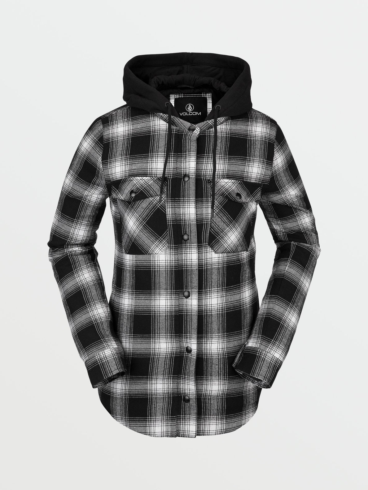 Hooded Flannel Jacket - BLACK (H1652200_BLK) [F]