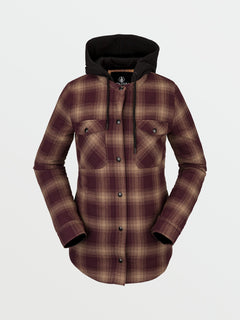 Hooded Flannel Jacket - MERLOT (H1652200_MER) [F]